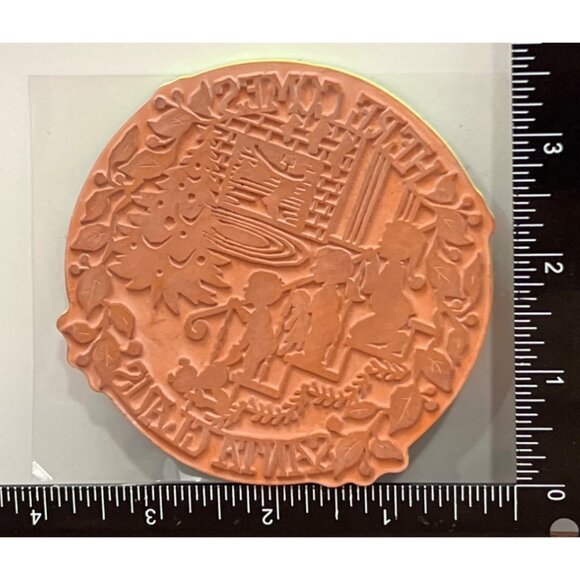 INKADINKADO 60-6034 FOAM MOUNTED RUBBER STAMP HERE COMES SANTA CHILDREN STAIRS - Picture 3 of 3